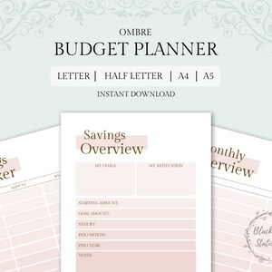 Printable Budget Planner | Ombre Budget Planner | Personal Finance Planner | Planner Refill | Planner Accessories