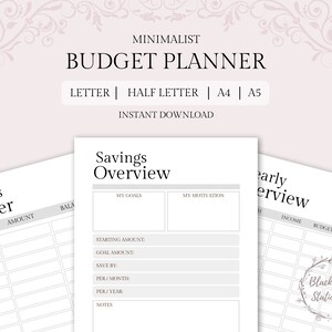 Printable Budget Planner | Minimalist Budget Planner | Personal Finance Planner | Planner Refill | Budget Planner Accessories