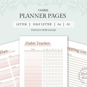 Druckbarer Lifestyle Planner | Ombre Routine Planer | Lifestyle und Routine Planner Seiten | Planer Refill | Planer Zubehör