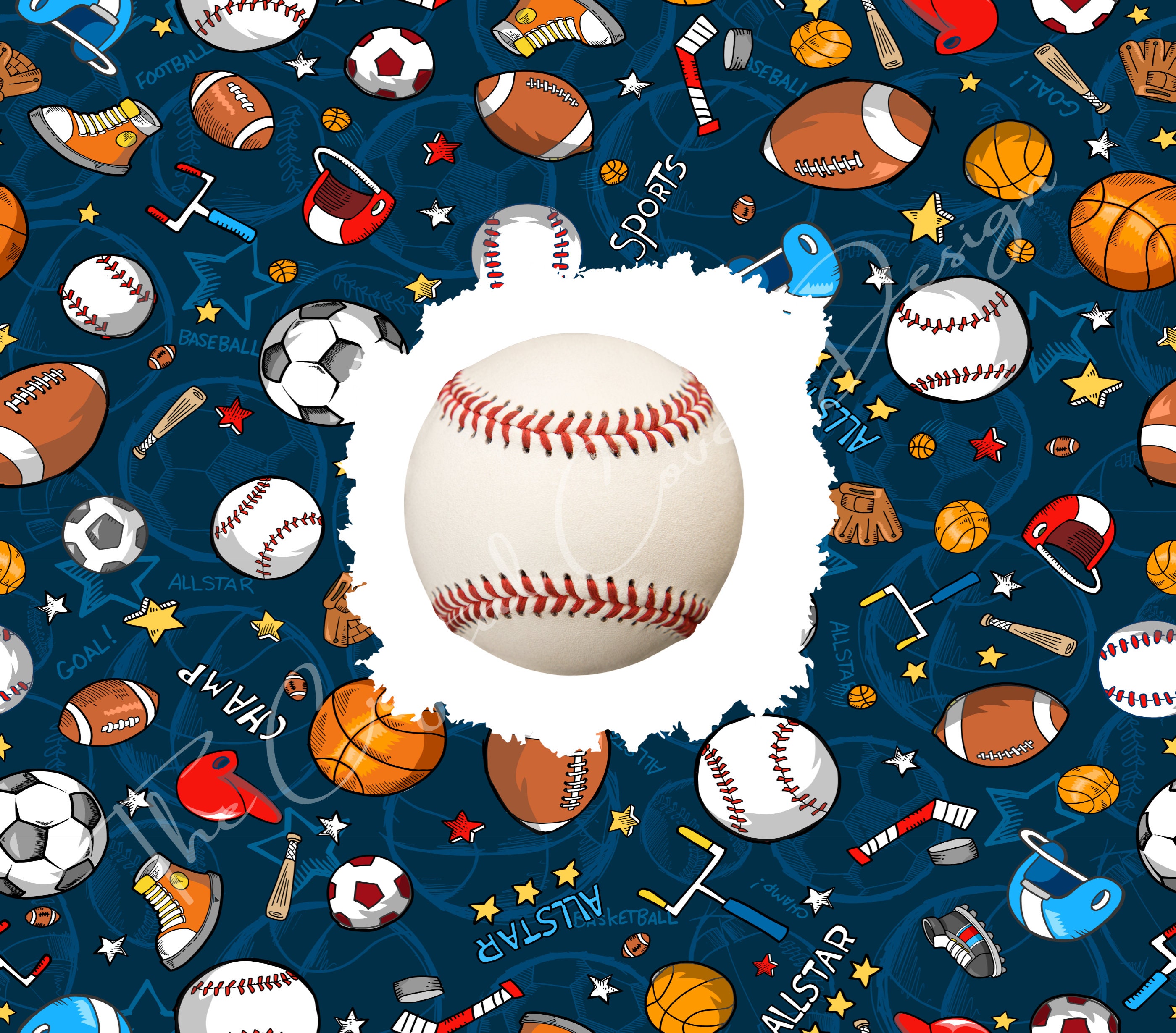 Baseball Sports Seamless Sublimation Designs 20 Oz Skinny Straight