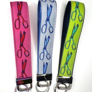 Tula Pink Scissors ribbon Key chain/fob/wrist strap