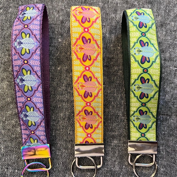 Tula Pink Bee ribbon Key chain/fob/wrist strap