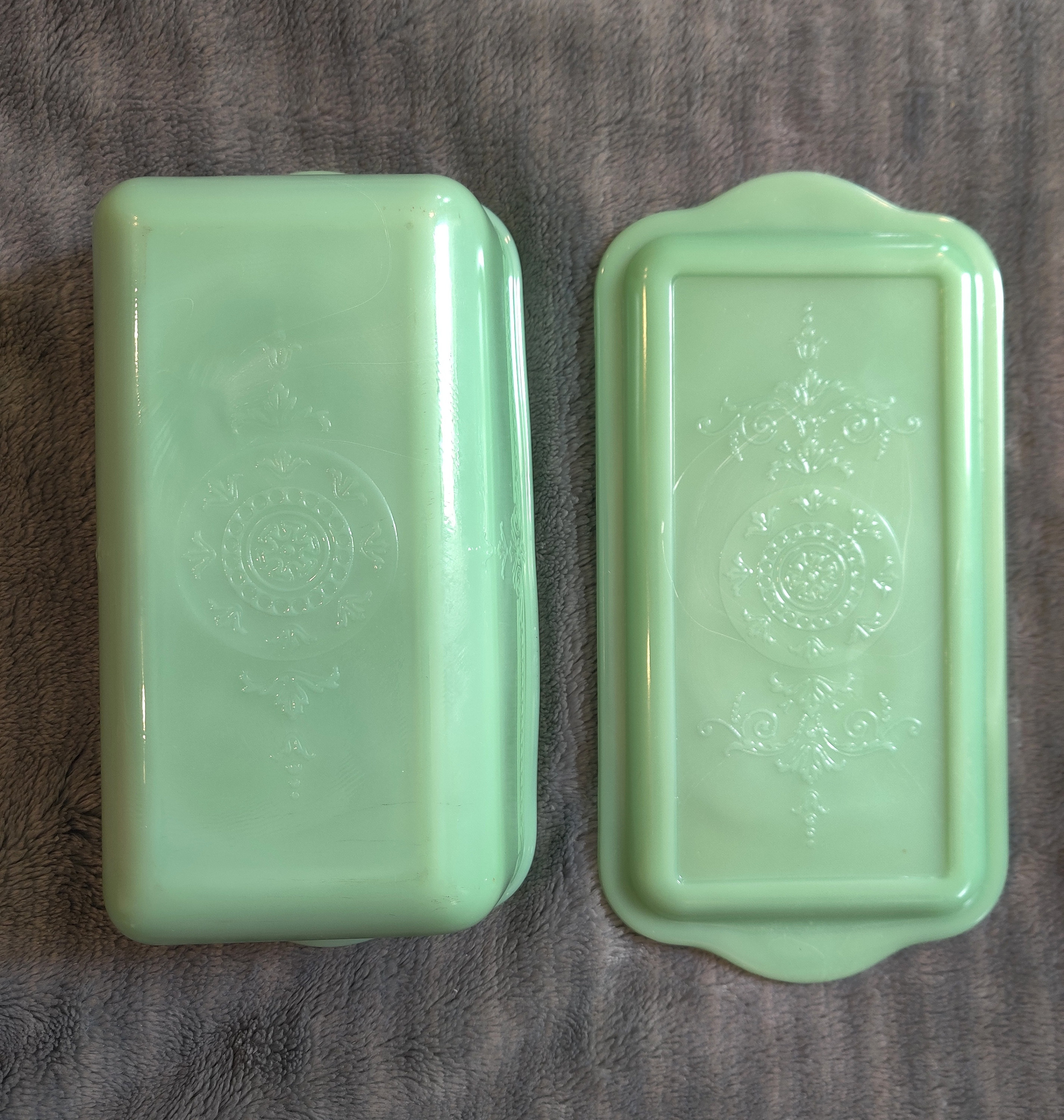 Vintage Jadeite Anchor Hocking Green Loaf Pan With Cover Etsy