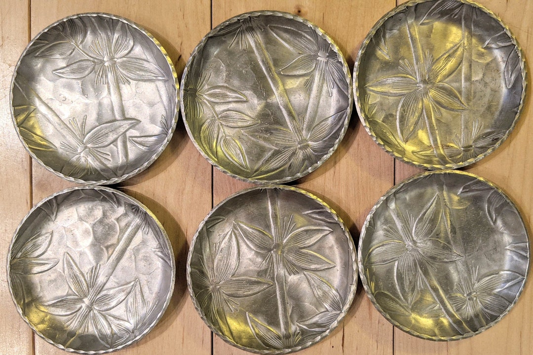 Vintage Coasters, Everlast Aluminum Coasters, Bamboo Design 6