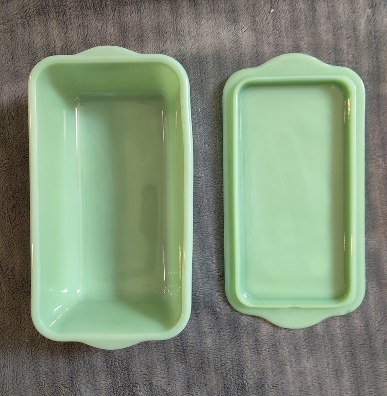 Vintage Jadeite Anchor Hocking Green Loaf Pan With Cover Etsy