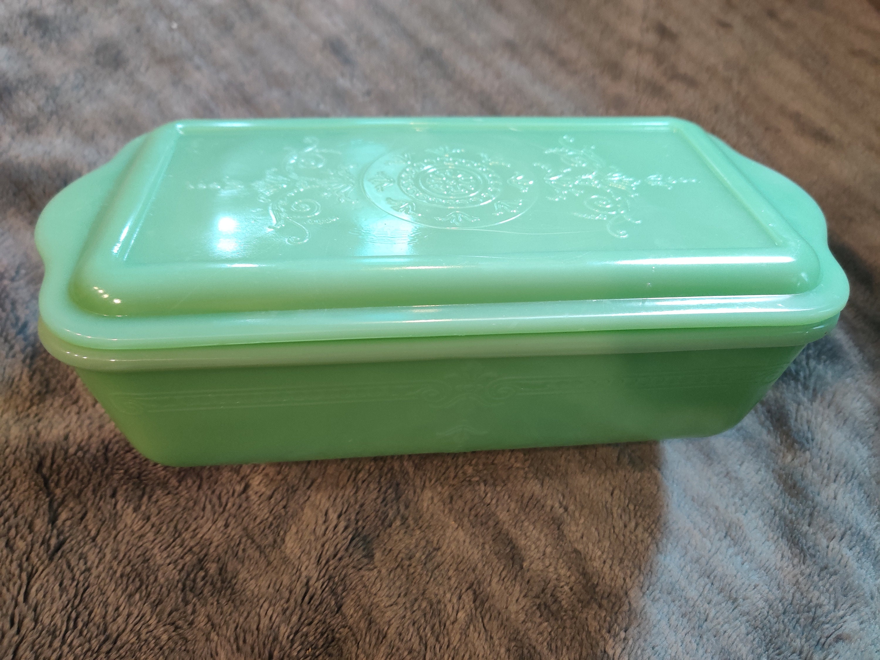 Vintage Jadeite Anchor Hocking Green Loaf Pan With Cover Etsy