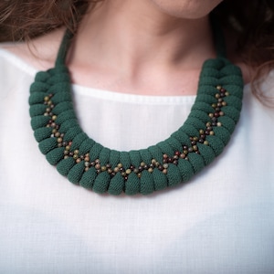Beaded necklace, one of a kind, knotted necklace, rope necklace, statement necklace, textile necklace, bib necklace, statement jewellery