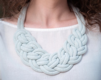 Knotted cotton rope necklace made from lightweight soft cotton cord, statement necklace, bib necklace, textile jewellery, Christmas gift