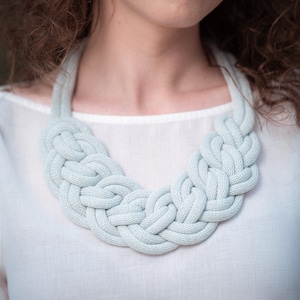 Knotted cotton rope necklace made from lightweight soft cotton cord, statement necklace, bib necklace, textile jewellery, Christmas gift