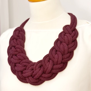Knotted cotton rope necklace made from lightweight soft cotton cord, chunky necklace, bib necklace, statement necklace, costume jewellery