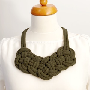 Knotted cotton rope necklace, bib necklace, statement necklace textile jewellery, costume jewellery, statement jewellery, gift ideas
