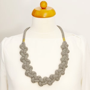 Knotted Cotton Rope Necklace, Lightweight Bib Necklace, Stylish Statement Textile Jewelry and Gift Ideas