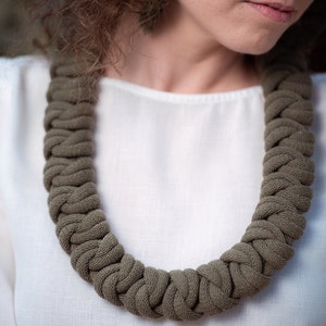 Knotted cotton rope necklace made from lightweight soft cotton cord, chunky necklace, statement necklace, bib necklace, textile jewellery image 2