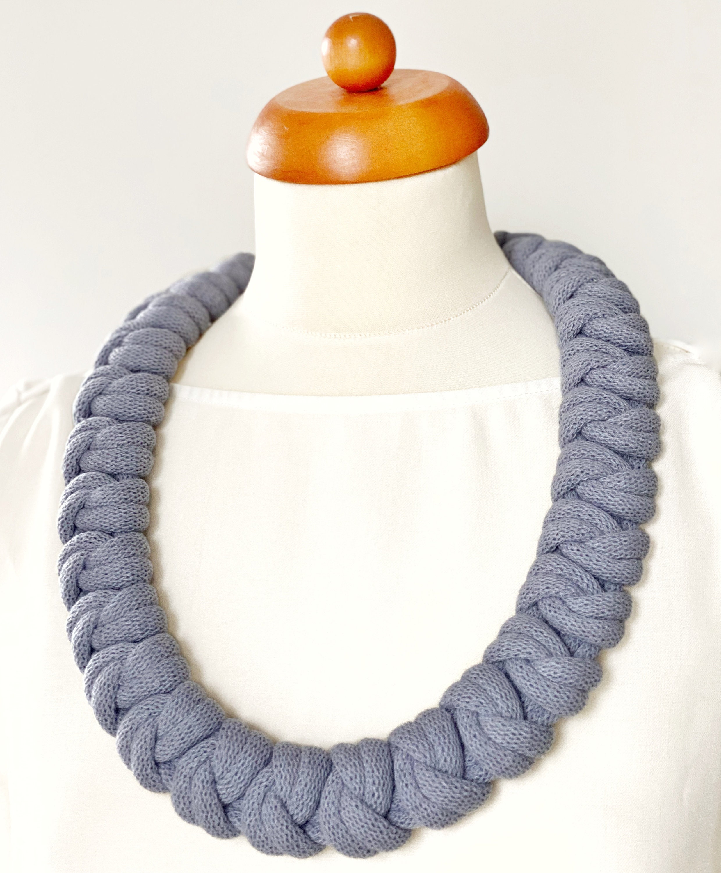 Versatile and Stylish Chunky Knotted Cotton Rope Necklace Made From ...