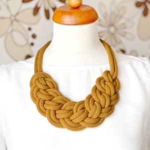 Knotted cotton rope necklace made from lightweight soft cotton cord