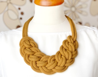 Knotted cotton rope necklace made from lightweight soft cotton cord