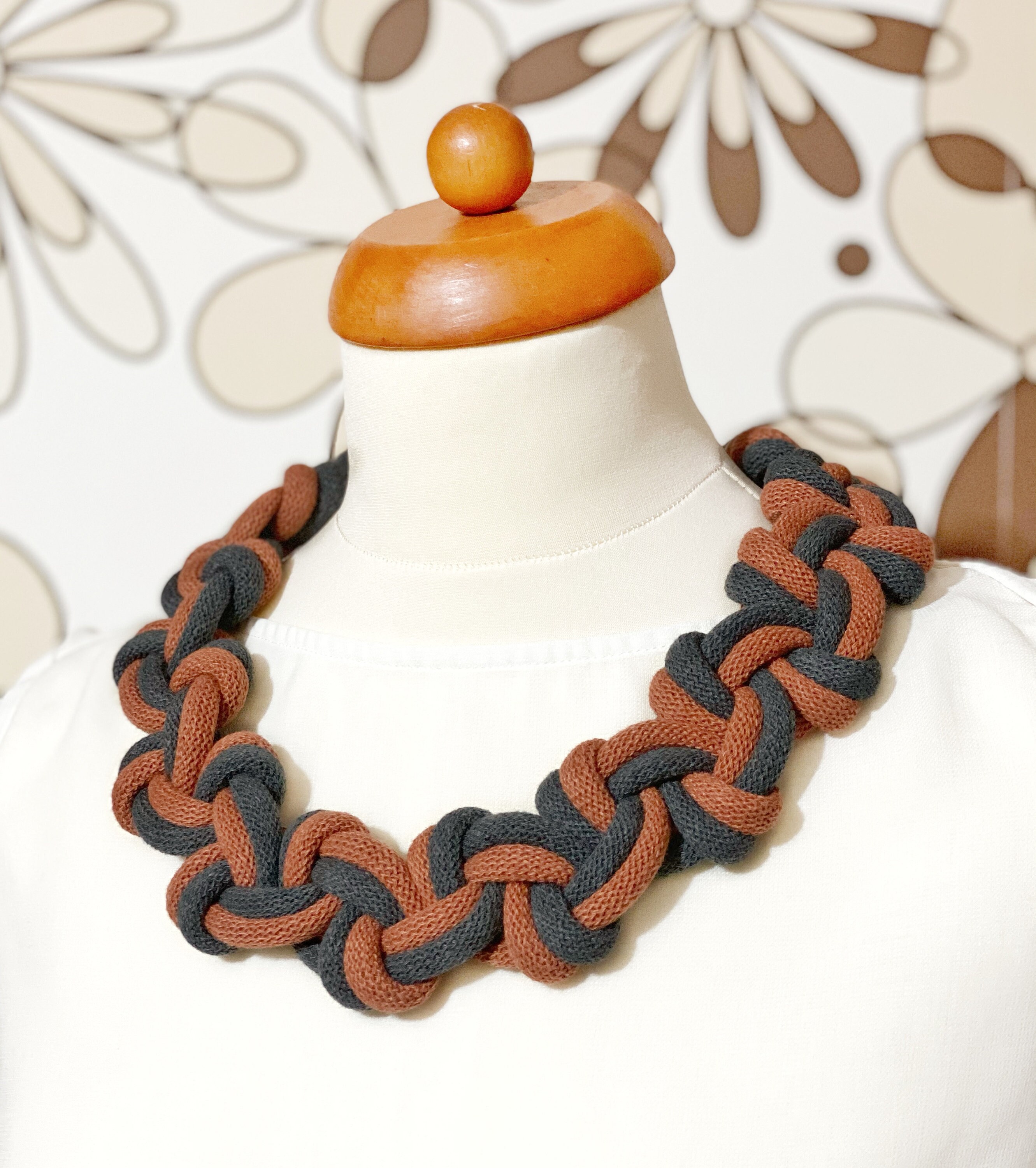Two Tone Knotted Cotton Rope Necklace Made From Lightweight Etsy UK