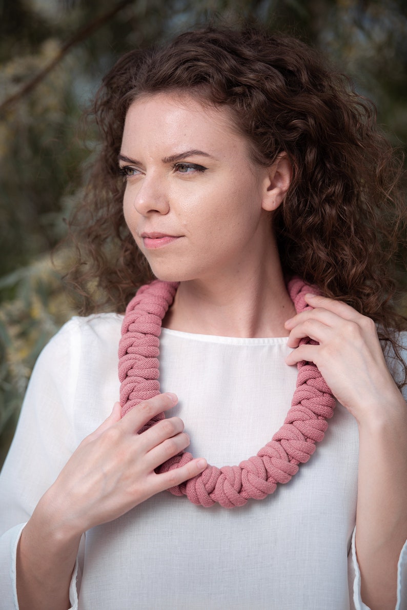 Knotted Cotton Rope Necklace Made From Lightweight Soft Cotton Cord