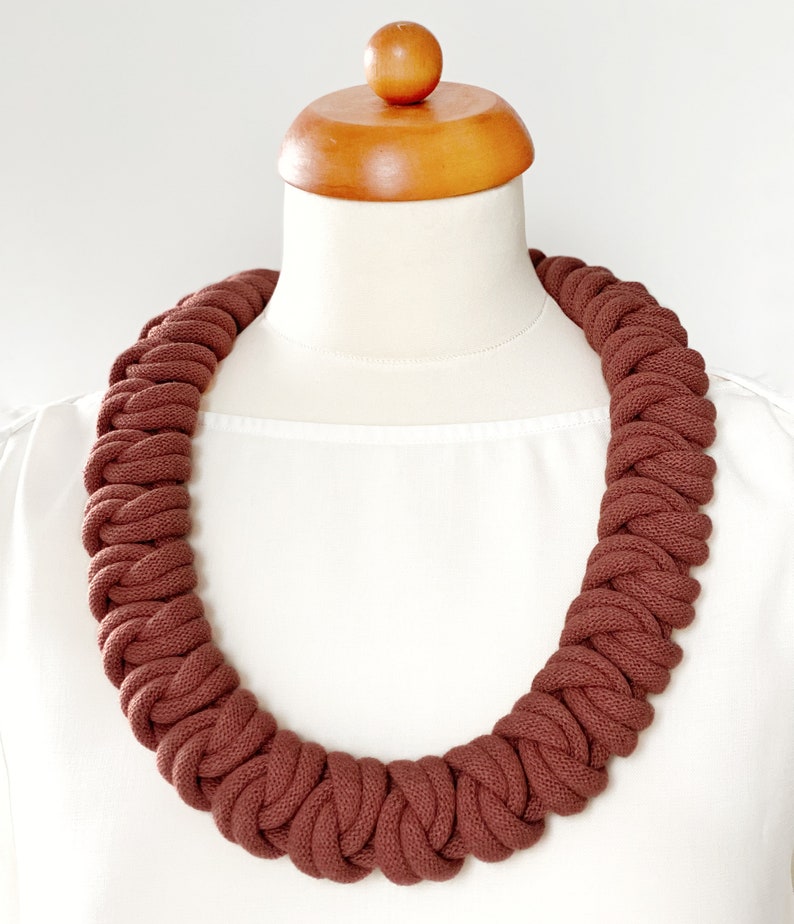 Knotted cotton rope necklace made from lightweight soft cotton cord, statement necklace, chunky necklace, textile jewellery, gift ideas Sunset