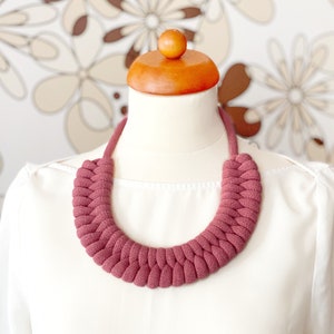 Cotton rope necklace made with lightweight soft cotton cord
