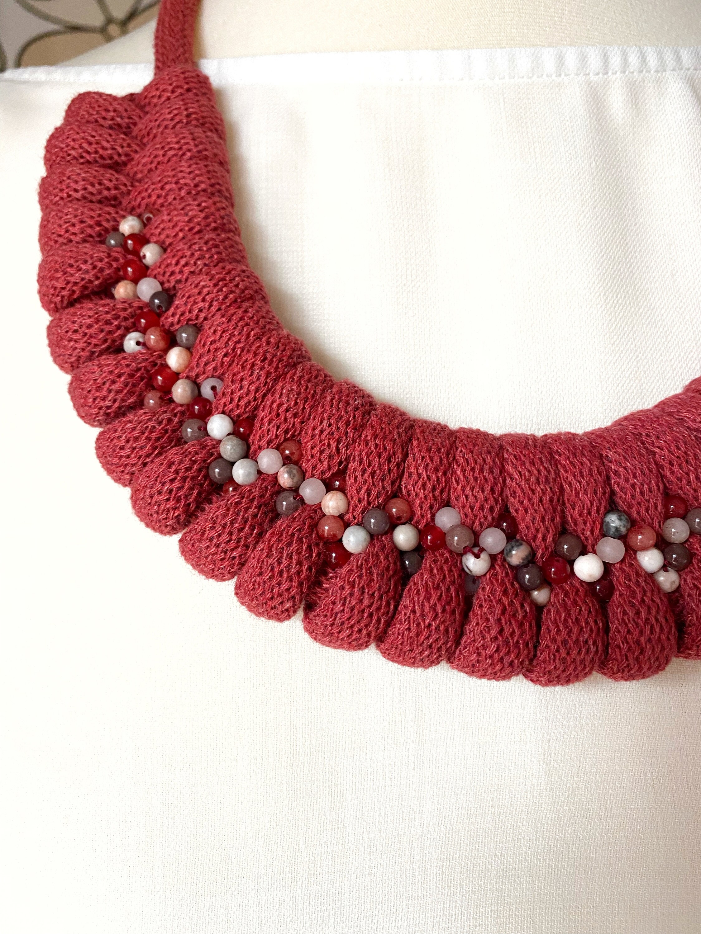 Cotton Rope Necklace Made From Soft Cotton Cord and Beads Etsy UK