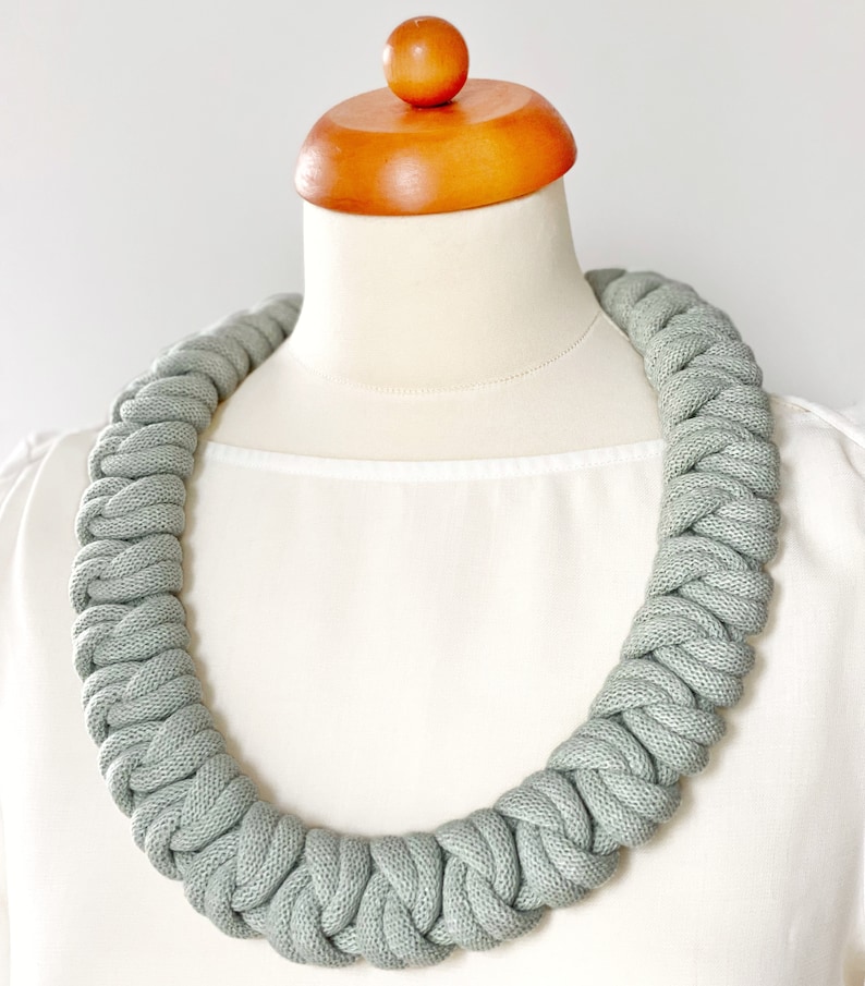 Knotted cotton rope necklace made from lightweight soft cotton cord, chunky necklace, statement necklace, bib necklace, textile jewellery image 6
