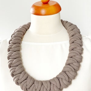 Knotted cotton rope necklace made from lightweight soft cotton cord, statement necklace, chunky necklace, textile jewellery, gift ideas Beige