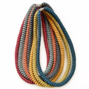 Knotted cotton rope necklace, made from lightweight soft cotton cord