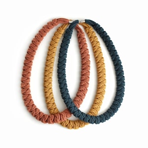Knotted cotton rope earrings made from lightweight soft cotton cord