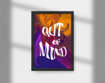Out of Mind Digital Download Print, Retro Wall Decor, Printable Art, Downloadable Prints.
