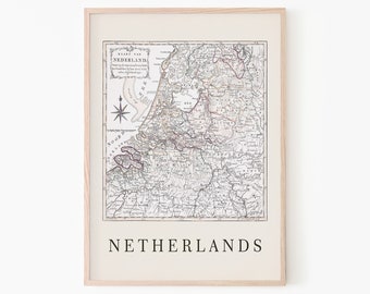Netherlands Map | Netherlands Poster | The Netherlands Map | Europe Maps | Old Vintage Maps Printable