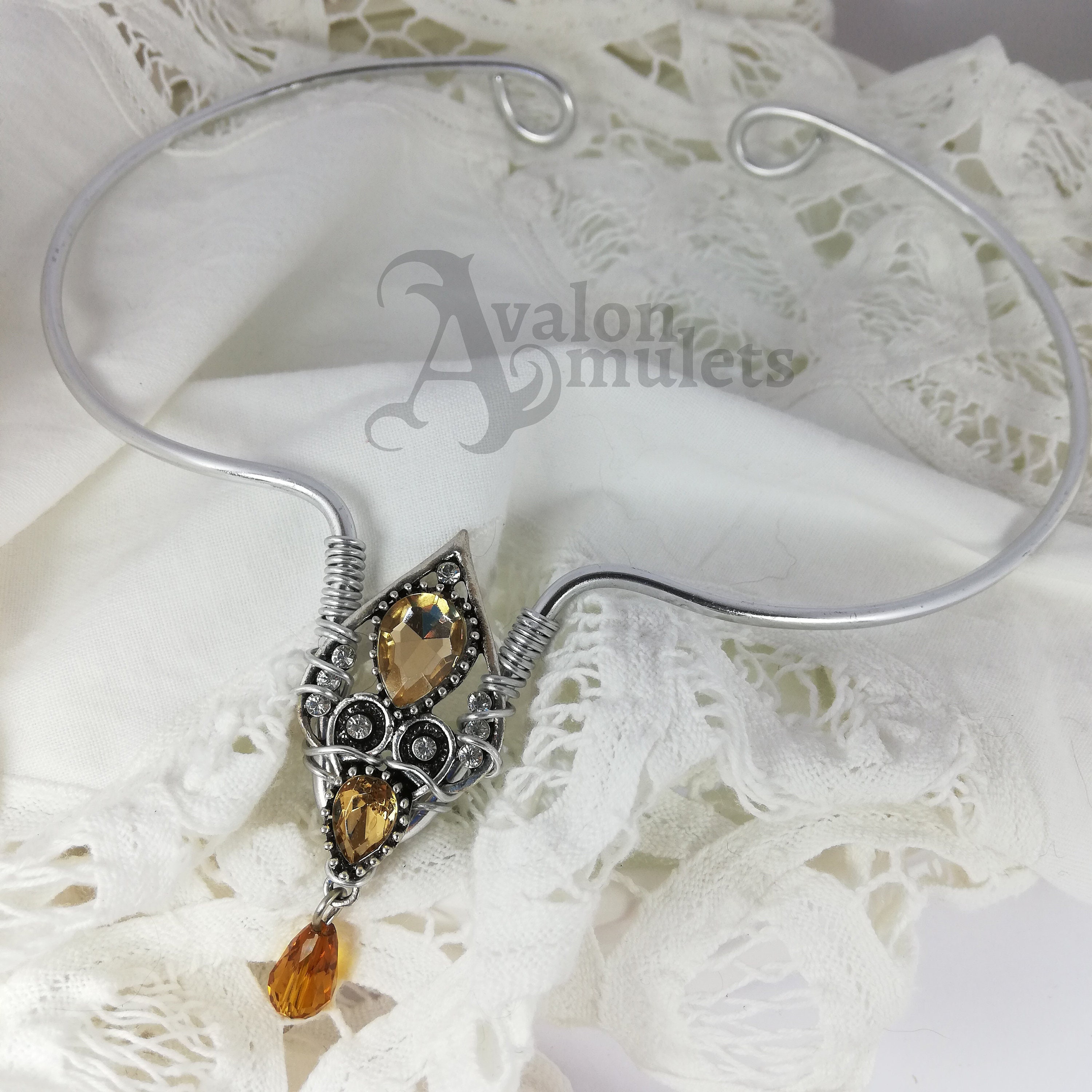 Fantasy Necklace Elven Princess Victorian Gothic Silver Collar Etsy