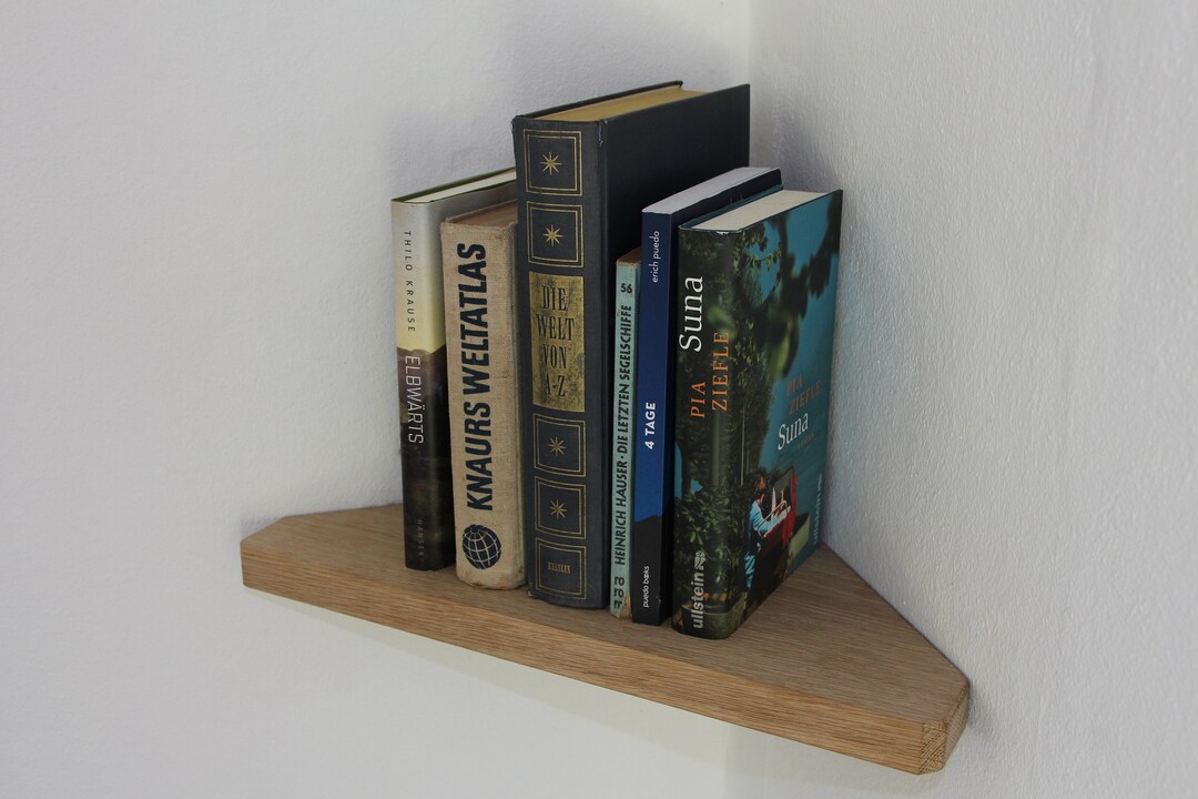 Solid Wood Corner Shelf Concealed Installation Size Selectable Ash, Oak