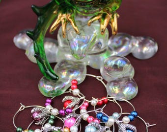 Dragon Claw Wine Charms – Beaded Glass, Mystical Party Set