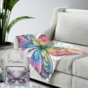 Colección de artículos esenciales para bebés: conjunto 1, 5 diseños inspirados en mariposas, manta para bebé, gorro, manta polar o mochila para pañales
