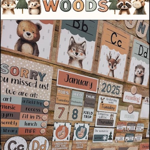 Out of the Woods Classroom Decor Bundle, Woodland Animals Classroom Theme Nature-Inspired Editable