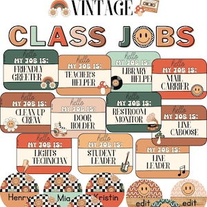 Groovy Vintage Class Jobs Display [editable]