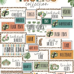Boho Tropics Teacher Toolbox Labels [editable]