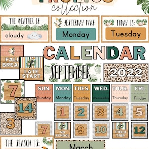 Calendario de aula Boho TROPICS [características editables]