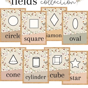 Carteles con forma de aula de campos de flores silvestres