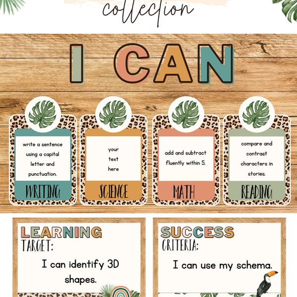 Boho Tropics Learning Goal Posters/I can statements/focus wall [editable]
