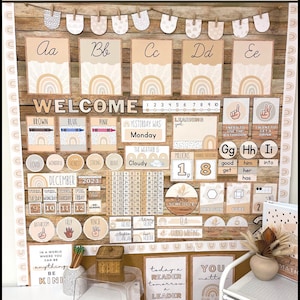 Neutral Boho Rainbow Complete Classroom Collection