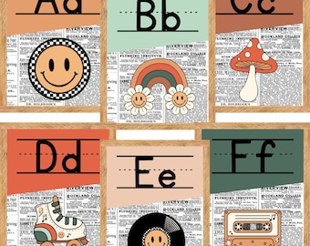 Groovy Vintage Klassenzimmer Alphabet Poster
