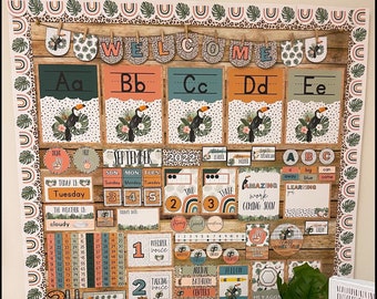 Boho Tropics Classroom Decor Bundle, Tropical Rainforest Theme