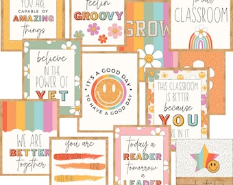 Retro Rainbow Classroom Quote Posters
