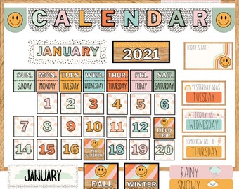 Groovy Boho Classroom Calendar