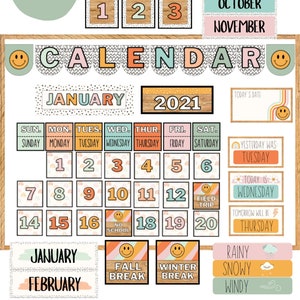 Groovy Boho Classroom Calendar