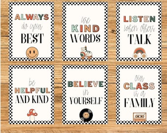 Groovy Vintage Class Rules Posters
