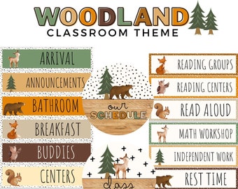 Woodland Visual Classroom Schedule [editable]