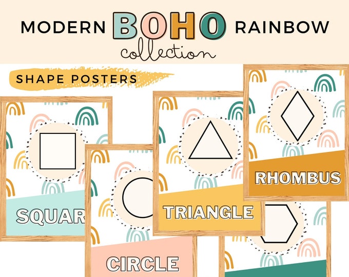Boho Rainbow Classroom Rules Posters - Modern Boho Rainbow Theme ...